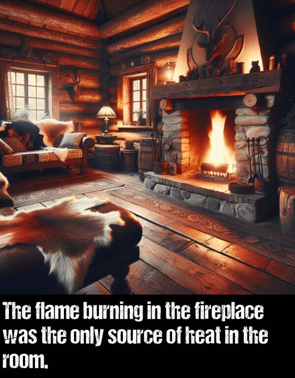 only: The flame burning in the fireplace was the only source of heat in the room.