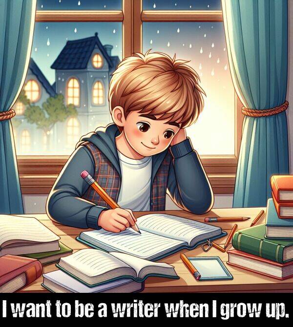 when: I want to be a writer when I grow up.