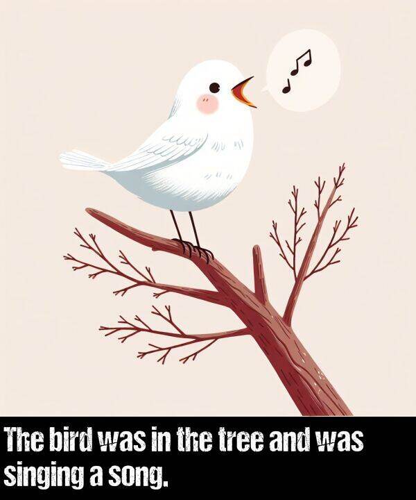 bird: The bird was in the tree and was singing a song.