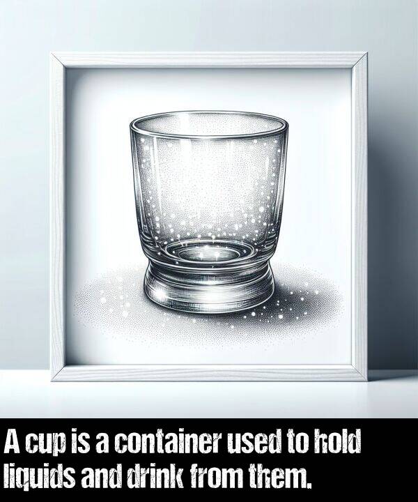 used: A cup is a container used to hold liquids and drink from them.