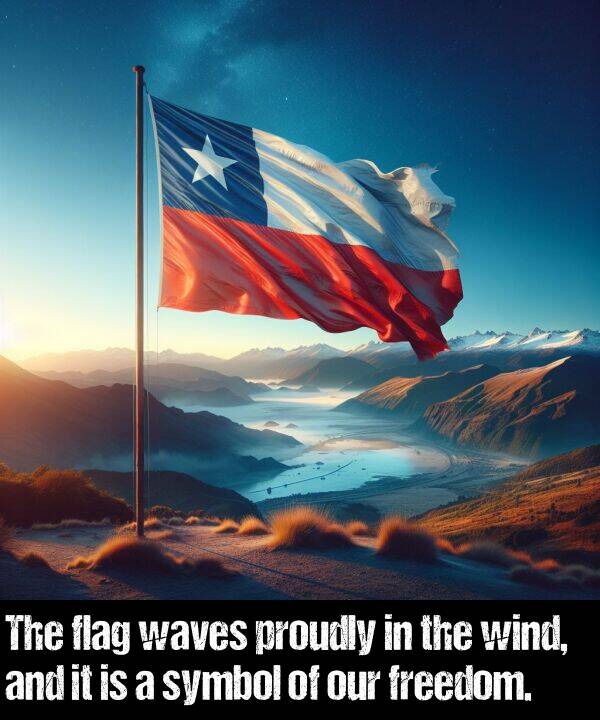 flag: The flag waves proudly in the wind, and it is a symbol of our freedom.