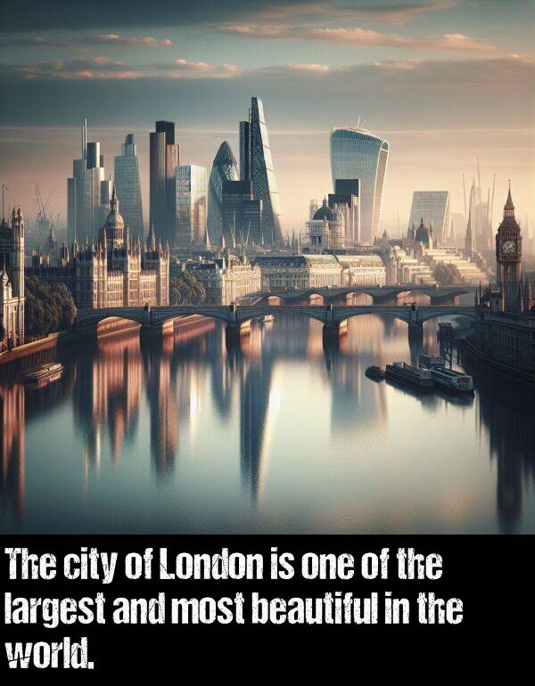 world: The city of London is one of the largest and most beautiful in the world.