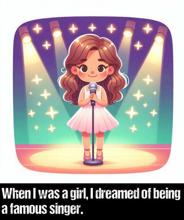 being: When I was a girl, I dreamed of being a famous singer.