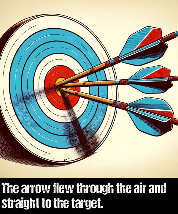 air: The arrow flew through the air and straight to the target.