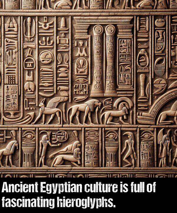 hieroglyphs: Ancient Egyptian culture is full of fascinating hieroglyphs.