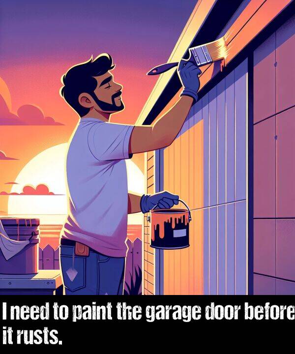 need: I need to paint the garage door before it rusts.