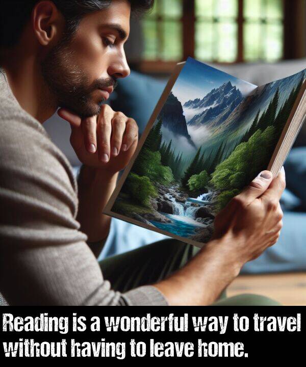 without: Reading is a wonderful way to travel without having to leave home.