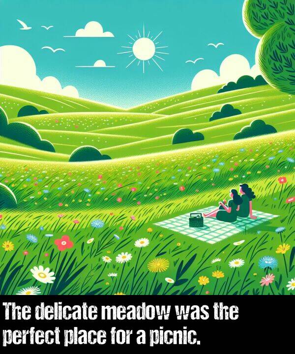 delicate: The delicate meadow was the perfect place for a picnic.