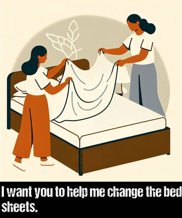 change: I want you to help me change the bed sheets.