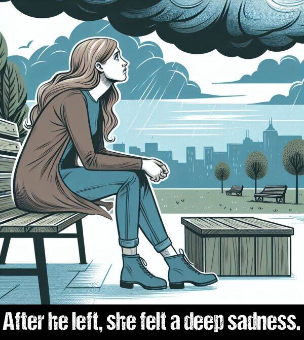 she: After he left, she felt a deep sadness.