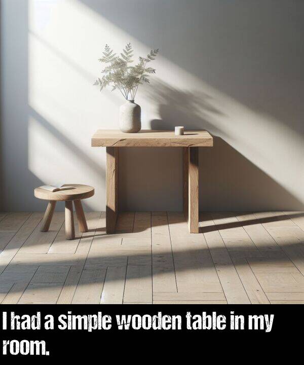 had: I had a simple wooden table in my room.