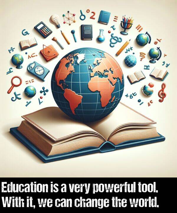 change: Education is a very powerful tool. With it, we can change the world.