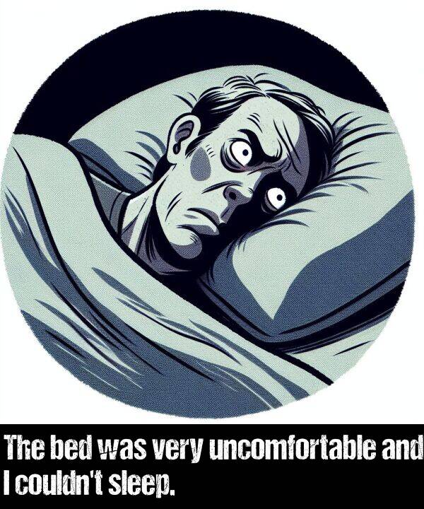 bed: The bed was very uncomfortable and I couldn't sleep.