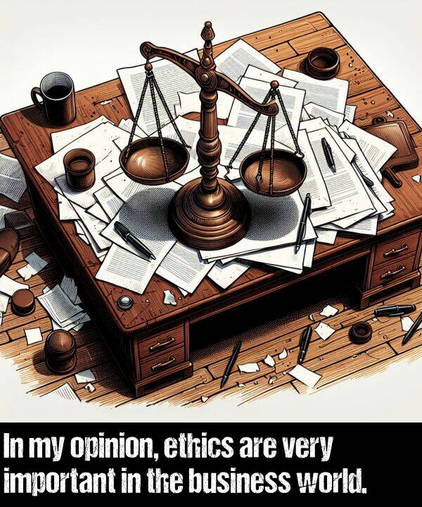 important: In my opinion, ethics are very important in the business world.