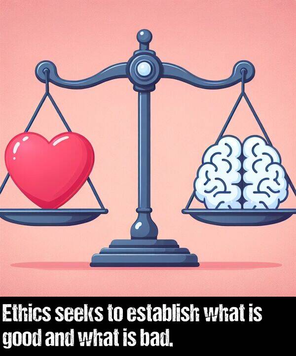 what: Ethics seeks to establish what is good and what is bad.