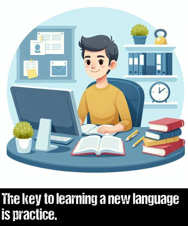 language: The key to learning a new language is practice.