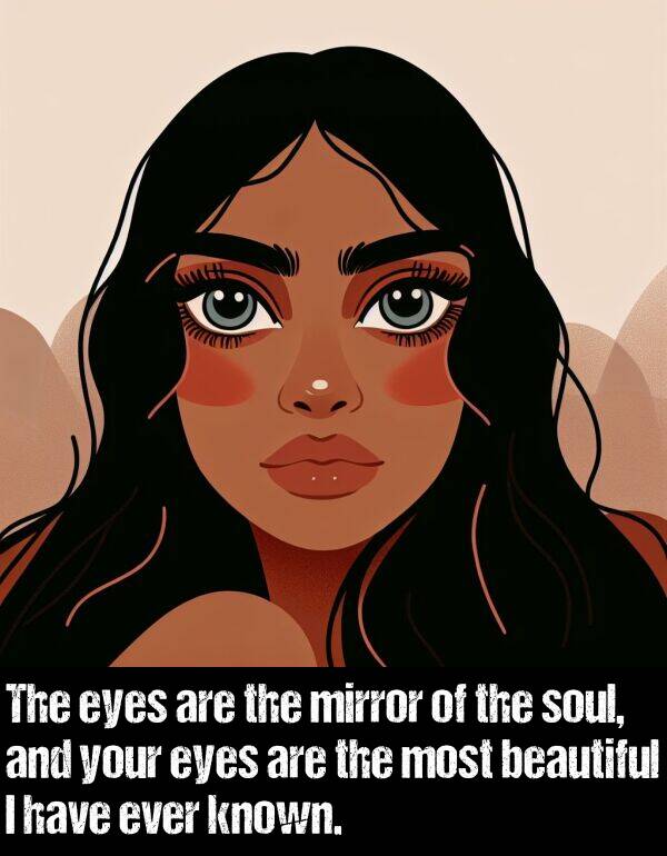 ever: The eyes are the mirror of the soul, and your eyes are the most beautiful I have ever known.