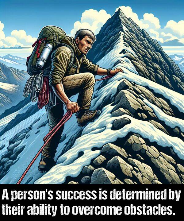 determined: A person's success is determined by their ability to overcome obstacles.