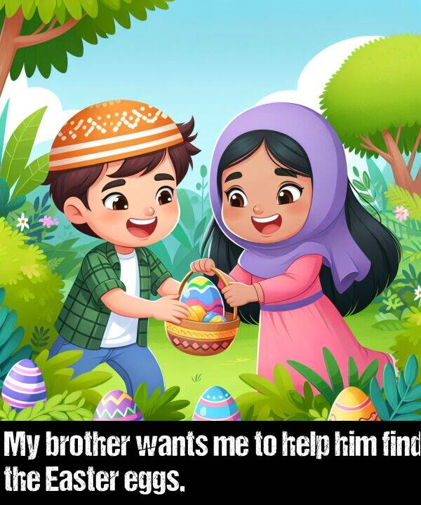 brother: My brother wants me to help him find the Easter eggs.