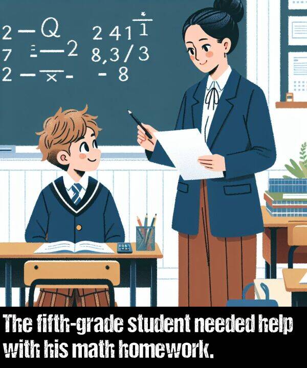 homework: The fifth-grade student needed help with his math homework.