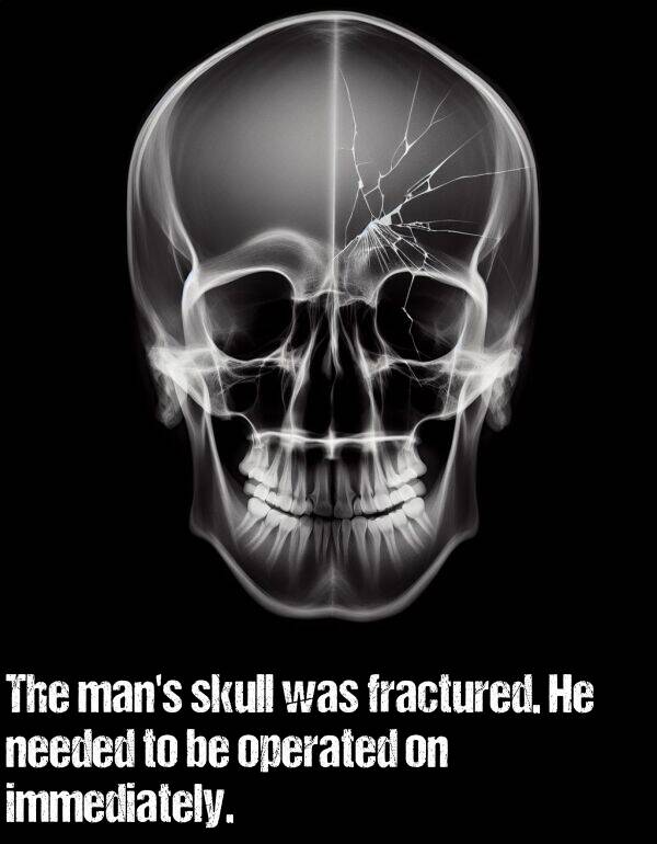 immediately: The man's skull was fractured. He needed to be operated on immediately.