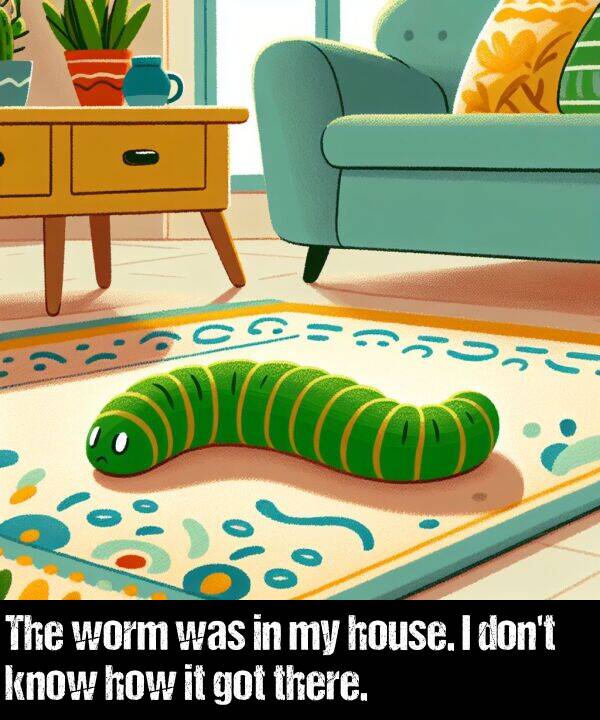 how: The worm was in my house. I don't know how it got there.