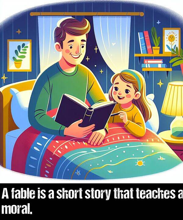 that: A fable is a short story that teaches a moral.