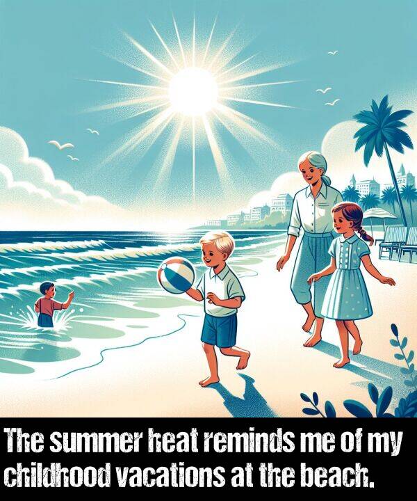 beach: The summer heat reminds me of my childhood vacations at the beach.