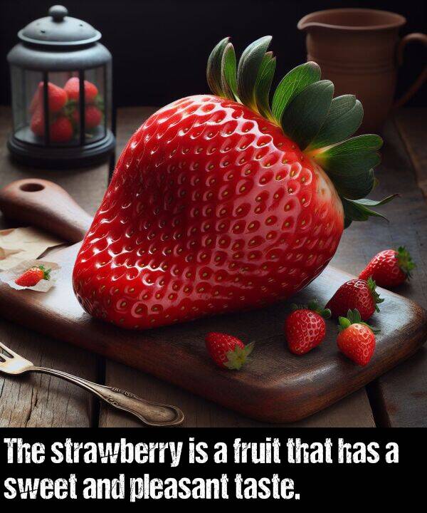 taste: The strawberry is a fruit that has a sweet and pleasant taste.