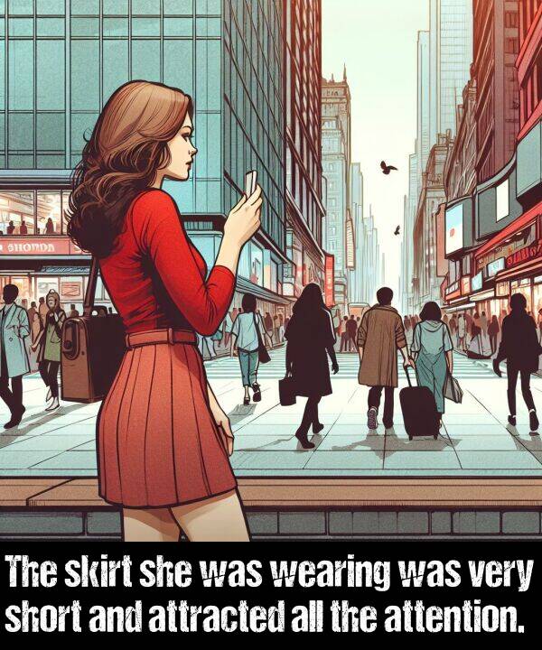 she: The skirt she was wearing was very short and attracted all the attention.