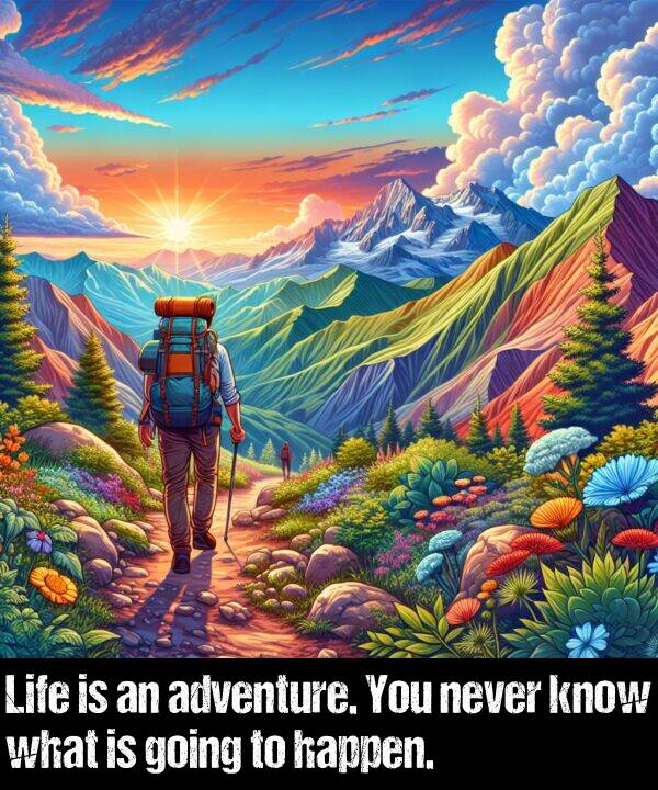 what: Life is an adventure. You never know what is going to happen.