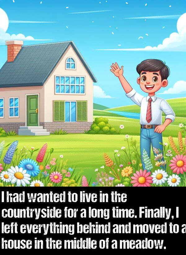 behind: I had wanted to live in the countryside for a long time. Finally, I left everything behind and moved to a house in the middle of a meadow.