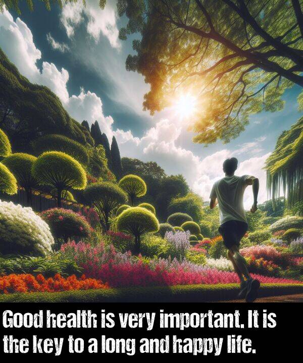 key: Good health is very important. It is the key to a long and happy life.