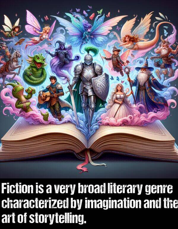 genre: Fiction is a very broad literary genre characterized by imagination and the art of storytelling.