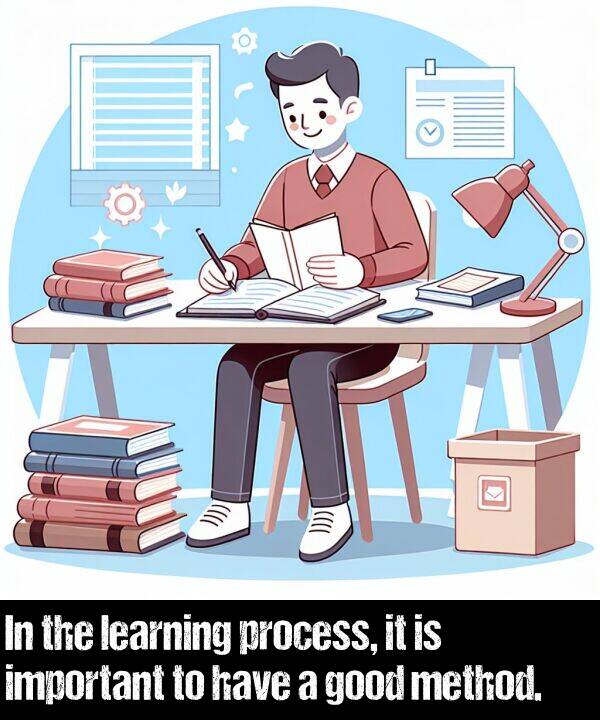 learning: In the learning process, it is important to have a good method.