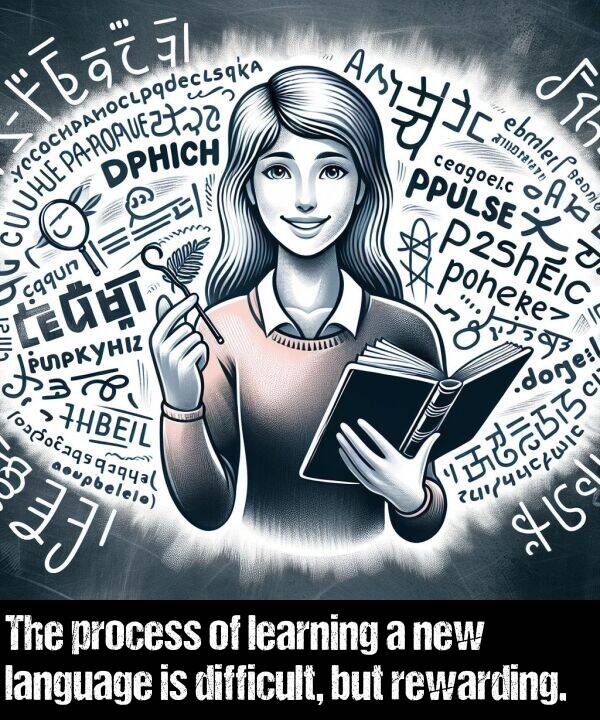 language: The process of learning a new language is difficult, but rewarding.