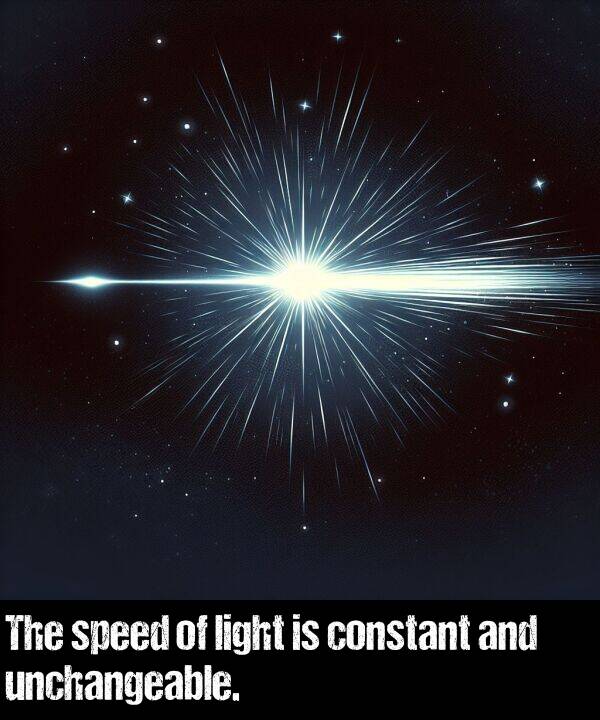 light: The speed of light is constant and unchangeable.