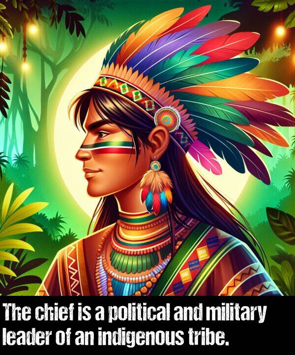 indigenous: The chief is a political and military leader of an indigenous tribe.