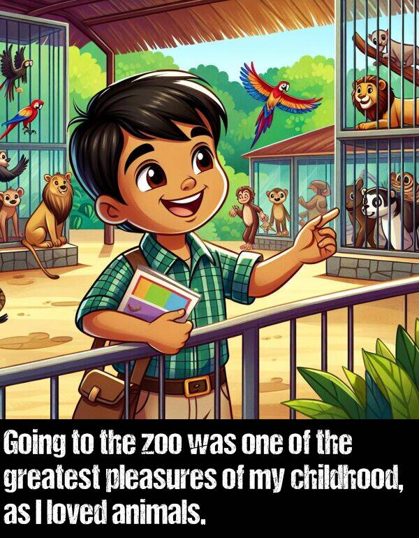 childhood: Going to the zoo was one of the greatest pleasures of my childhood, as I loved animals.