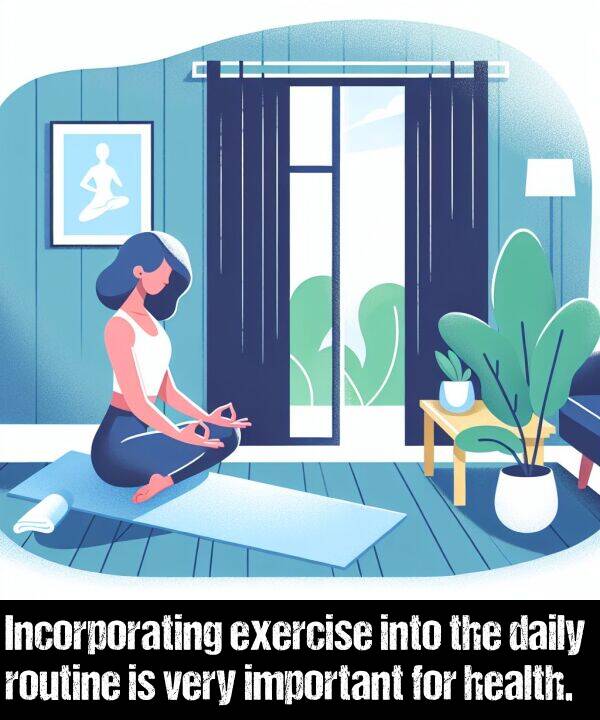 important: Incorporating exercise into the daily routine is very important for health.