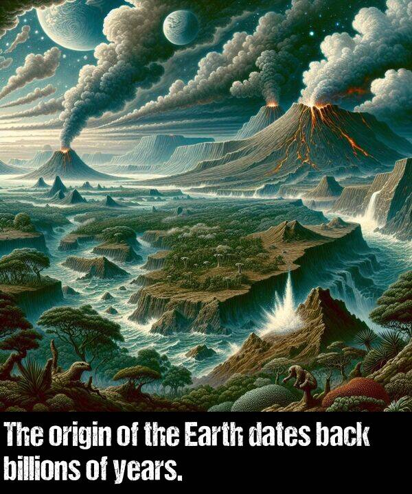 back: The origin of the Earth dates back billions of years.