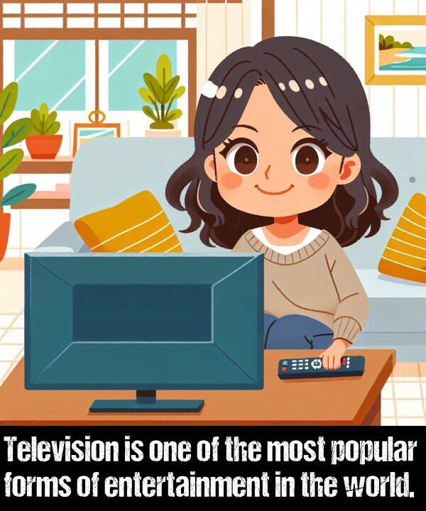 world: Television is one of the most popular forms of entertainment in the world.