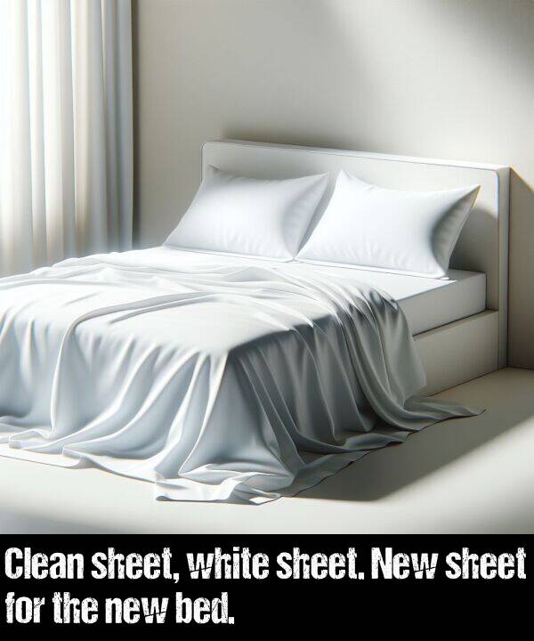 new: Clean sheet, white sheet. New sheet for the new bed.