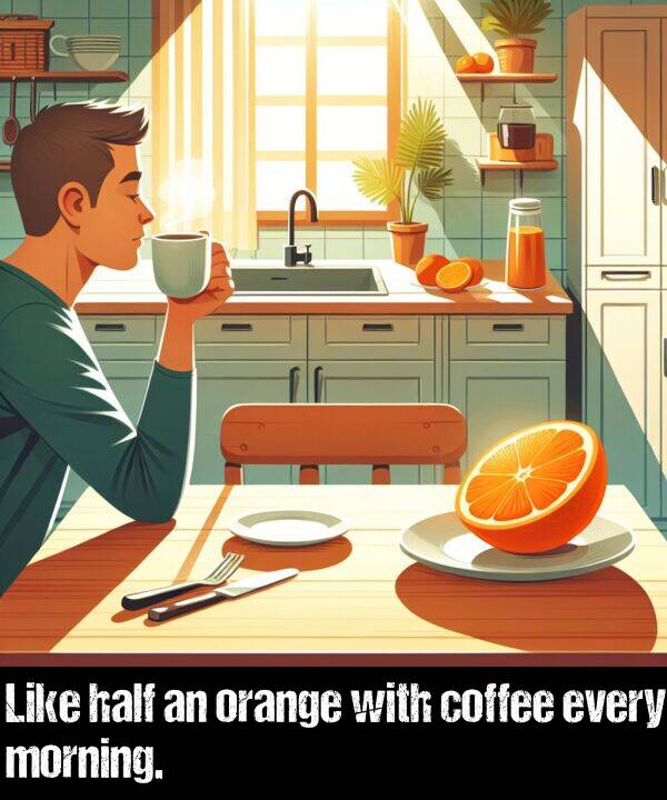 every: Like half an orange with coffee every morning.