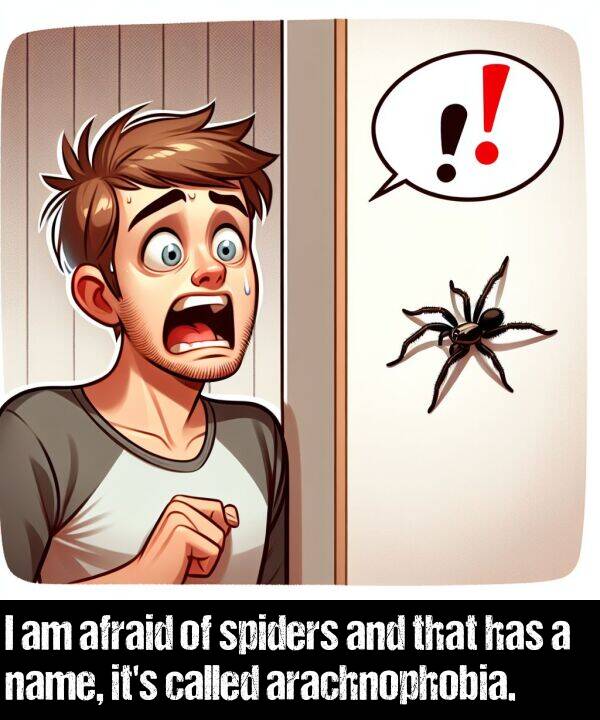 called: I am afraid of spiders and that has a name, it's called arachnophobia.