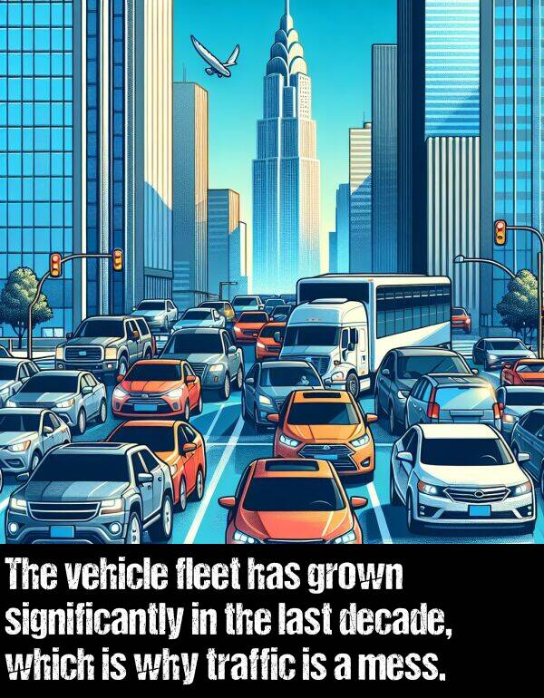 grown: The vehicle fleet has grown significantly in the last decade, which is why traffic is a mess.