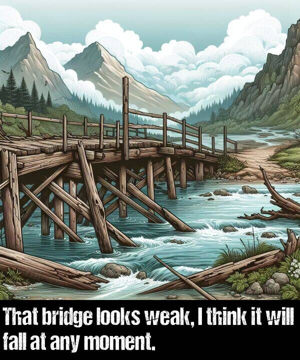 will: That bridge looks weak, I think it will fall at any moment.