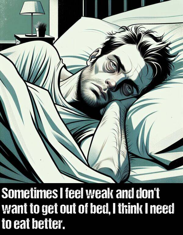 think: Sometimes I feel weak and don't want to get out of bed, I think I need to eat better.