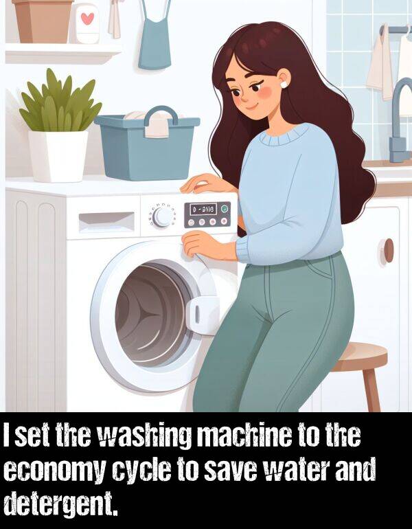 detergent: I set the washing machine to the economy cycle to save water and detergent.