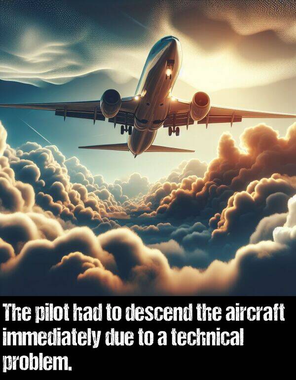 problem: The pilot had to descend the aircraft immediately due to a technical problem.